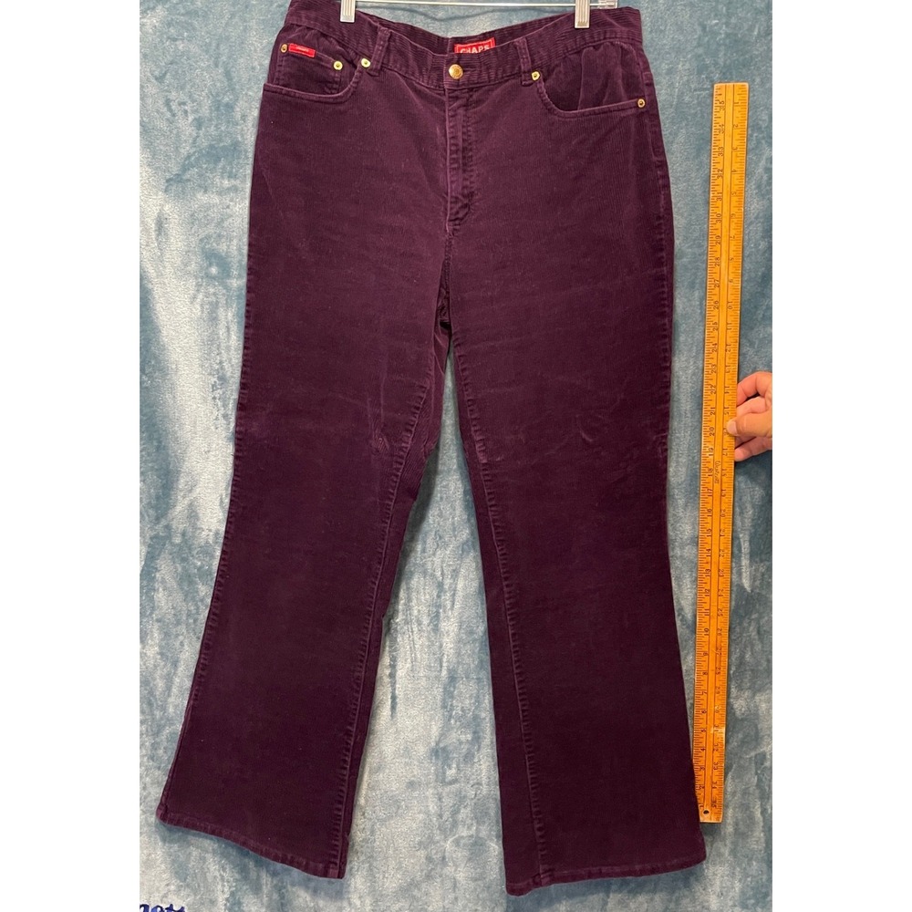 Chaps Denim Womens Purple Corduroy Flare Pants Size 12 High Rise Cotton Blend